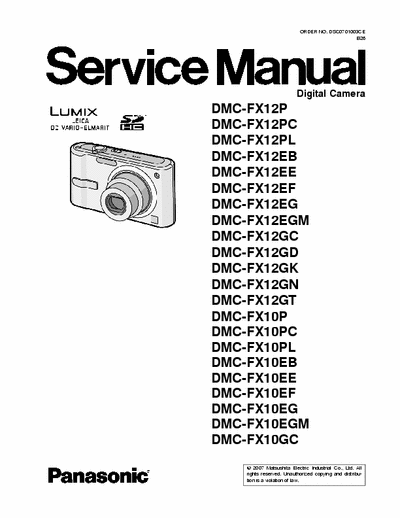 panasonic DMC-FX10 PANASONIC DMC-FX10, FX12,service manual